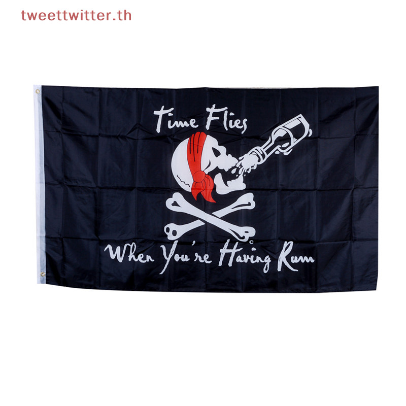 Tweet ธงโจรสลัด ลายหัวกะโหลก Jolly Roger 90*150 ซม. สําหรับตกแต่งปาร์ตี้ฮาโลวีน