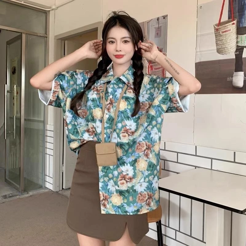 เสื้อเชิ้ต KOKO w312 ลายดอกกุหลาบ แขนสั้นสไตล์ฮาวาย thumbnail 8