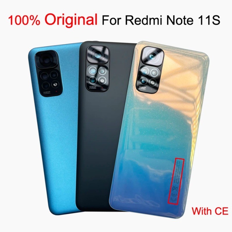 ของแท้ 100% สําหรับ Xiaomi Redmi Note 11S 2201117Sg, 2201117Si ฝาครอบแบตเตอรี่ ด้านหลัง แผงประตู เคสด้านหลัง + เลนส์กล้อง