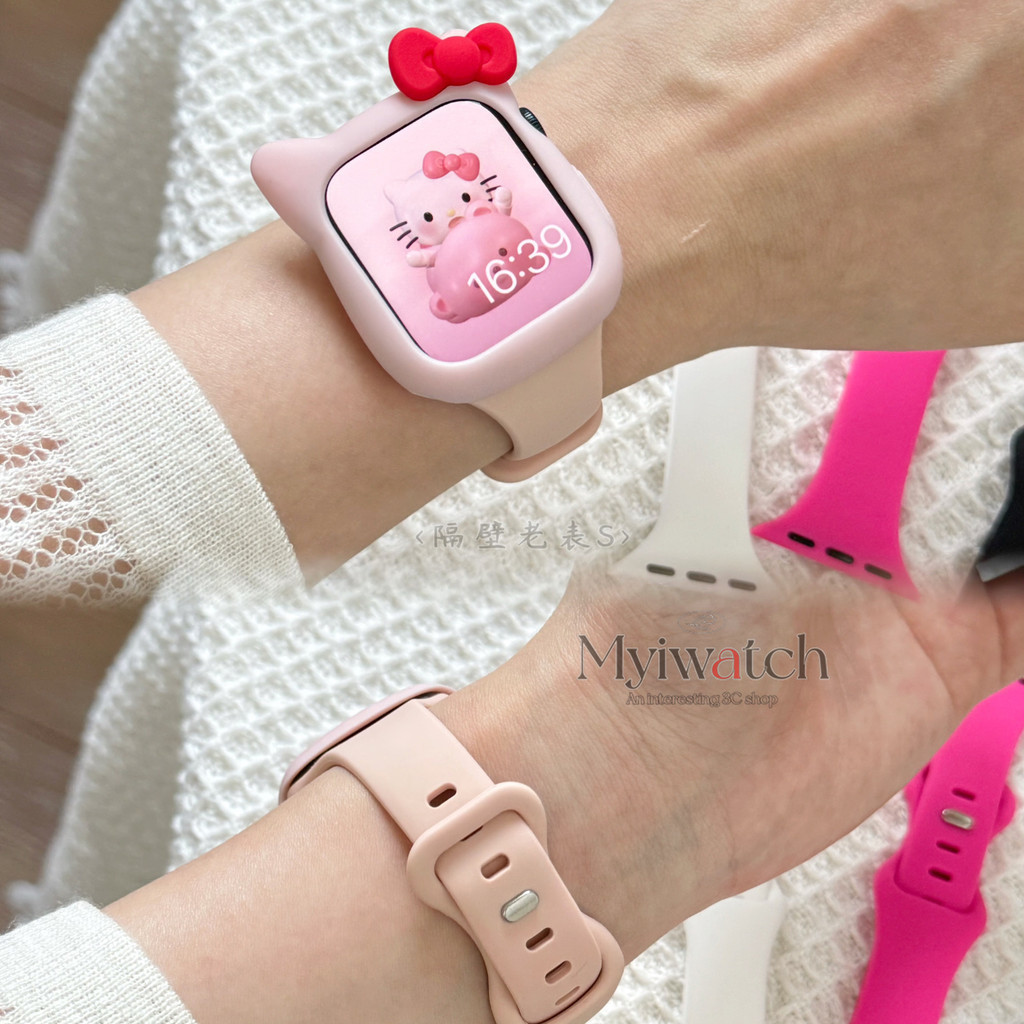 สายนาฬิกาข้อมือซิลิโคน แบบบาง ลายการ์ตูน KT สําหรับ iwatch serie 9 S8 7 6 5 SE 4 3 2 1 iwatch 44 มม. 45 มม. 41 มม. 40 มม. 38 มม. 42 มม.