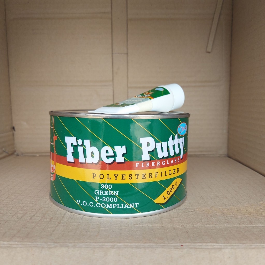 สีโป๊วไฟเบอร์ 2K สีโป้ว กันสีขึ้นเหลือง กันสนิมดันขึ้นมา Fiberglass ยึดเกาะเหล็กได้ดี Fiber putty polyesterfiller green