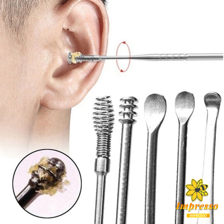 Impresso ชุดไม้แคะหู พร้อมกล่องใส่ คุณภาพดี  วัสดุสเตนเลส  ขนาดสามารถพกพา Ear picking set