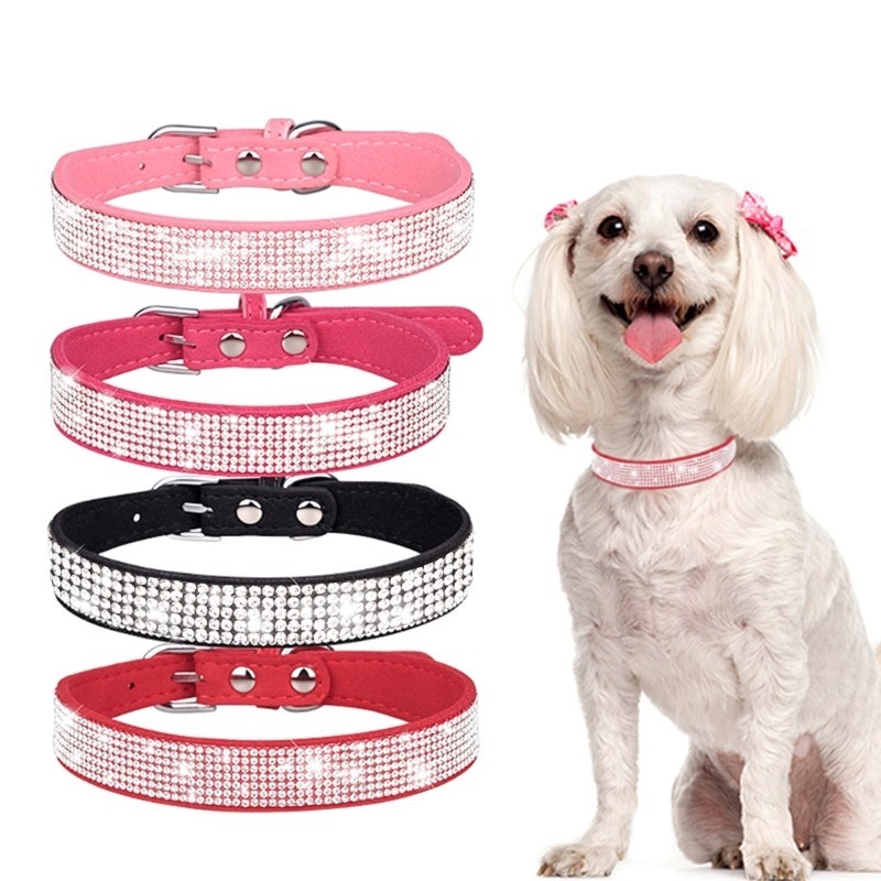 Mya คริสตัลลูกสุนัข COLLAR ปรับปลอกคอสุนัข Rhinestones Soft Bling COLLAR สําหรับขนาดเล็กขนาดกลางขนาด