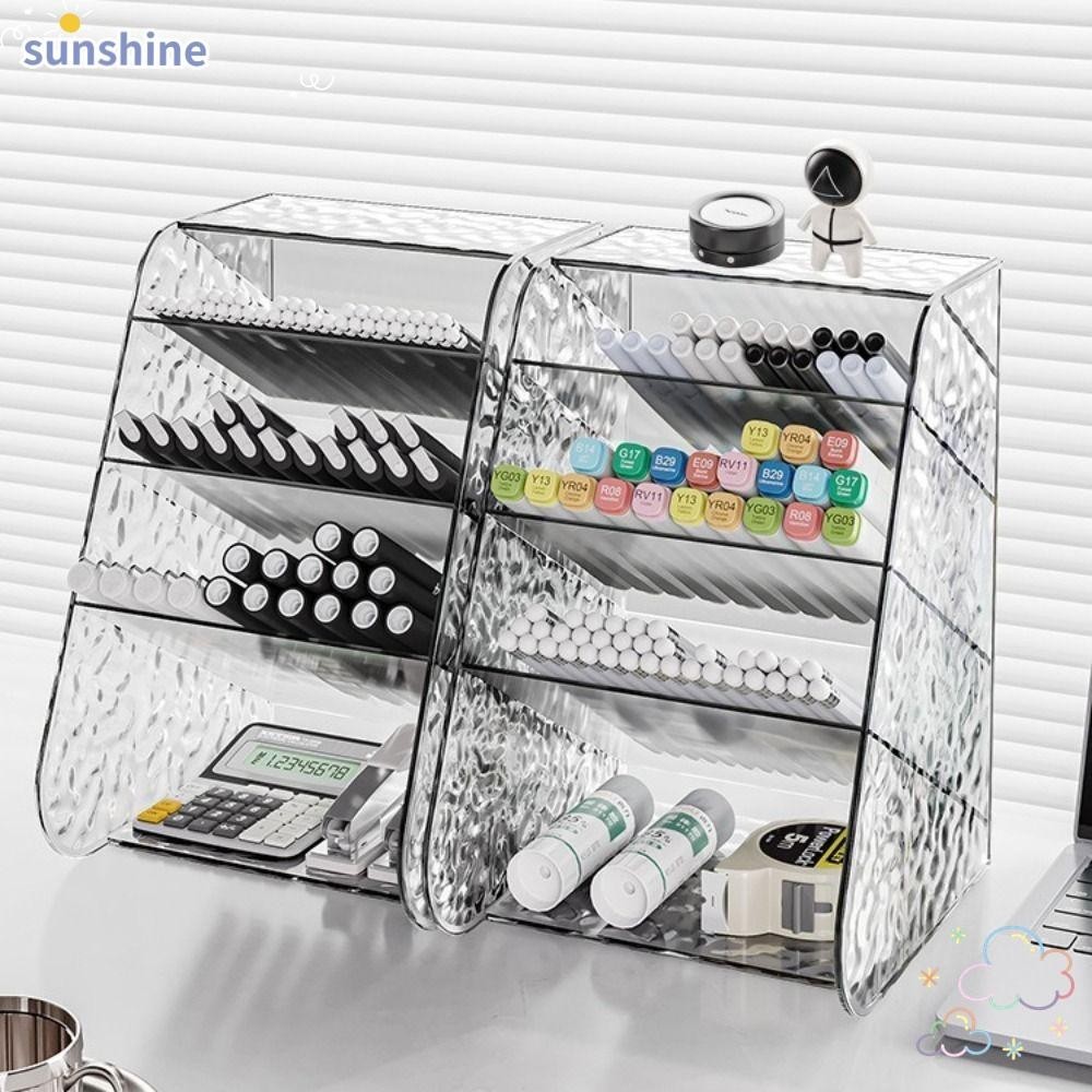 Ssunshine กล่องใส่ปากกา แบบพลาสติกใส เรียบง่าย อเนกประสงค์ สําหรับโรงเรียน สํานักงาน