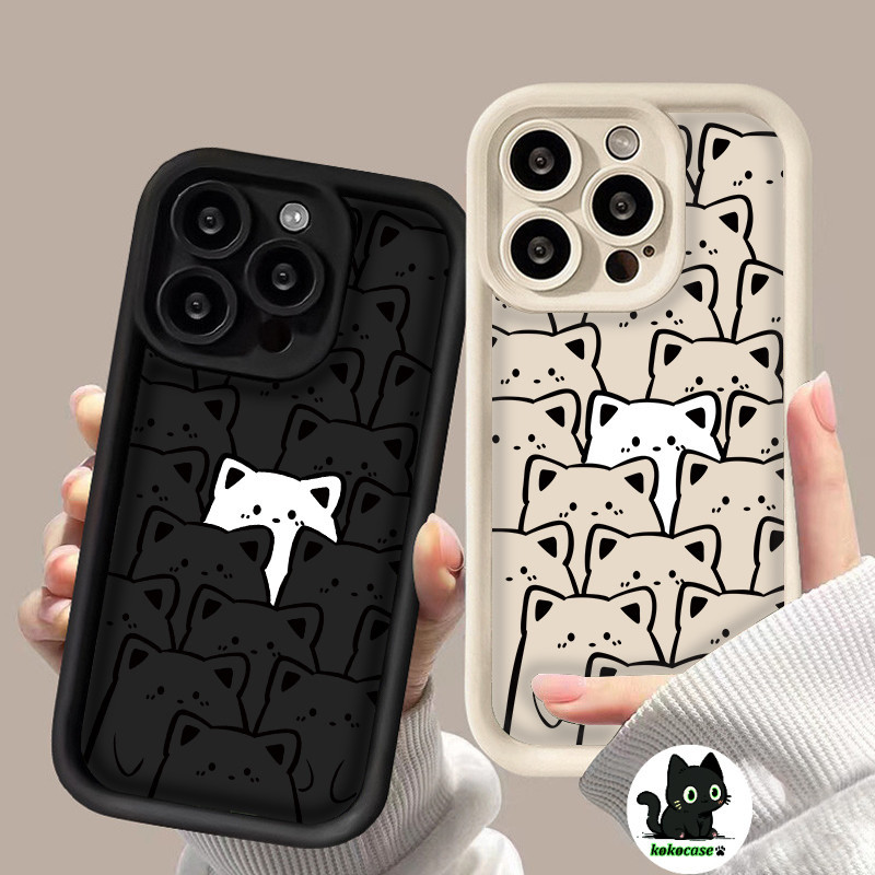 ส่งจากไทย เข้ากันได้ เคสไอโฟน11 13 15 14 12 Pro Max 15 14 6 7 8 Plus X XR XSMAXเต็มหน้าจอลูกแมวTPUเลนส์ป้องกันกรณีนุ่ม