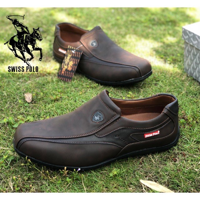Fabulously Swiss Polo Mens รองเท้าโลฟเฟอร์อย่างเป็นทางการรองเท้าหนัง Kasut Lofer Sampan Swiss Polo C