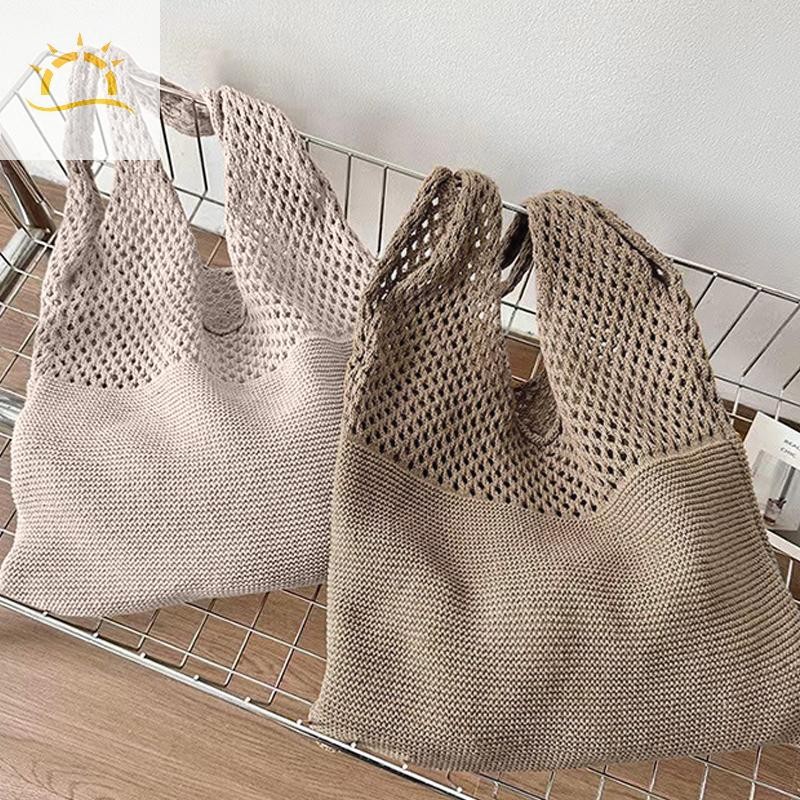 [WI] Summer Beach Party Bag Purses Shopper Sac Satchel Female Vintage Hollowed Out กระเป๋าถักกระเป๋าสะพายสตรี Tote Bag TH