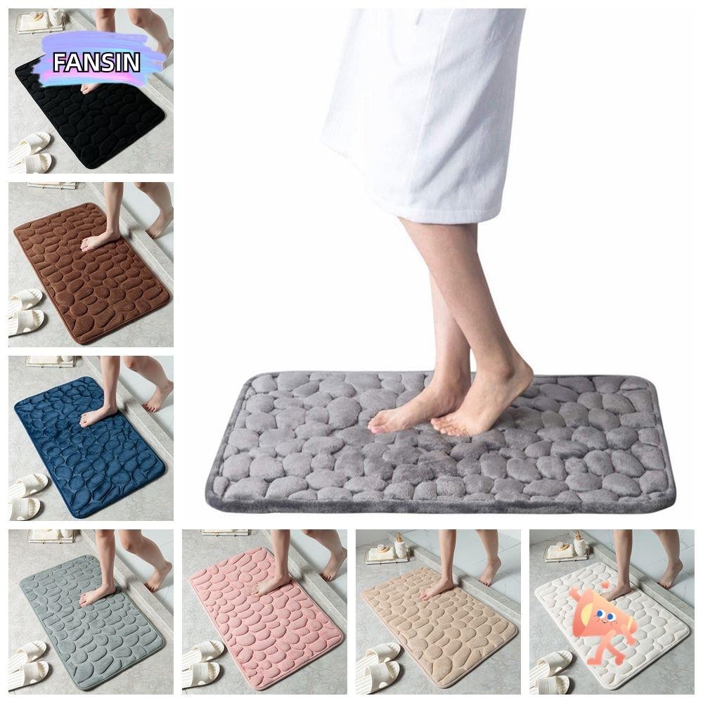 Fansin พรมเช็ดเท้าในครัวเรือนพรมอ่างอาบน้ําดูดซับน้ํา Cobblestone นูน