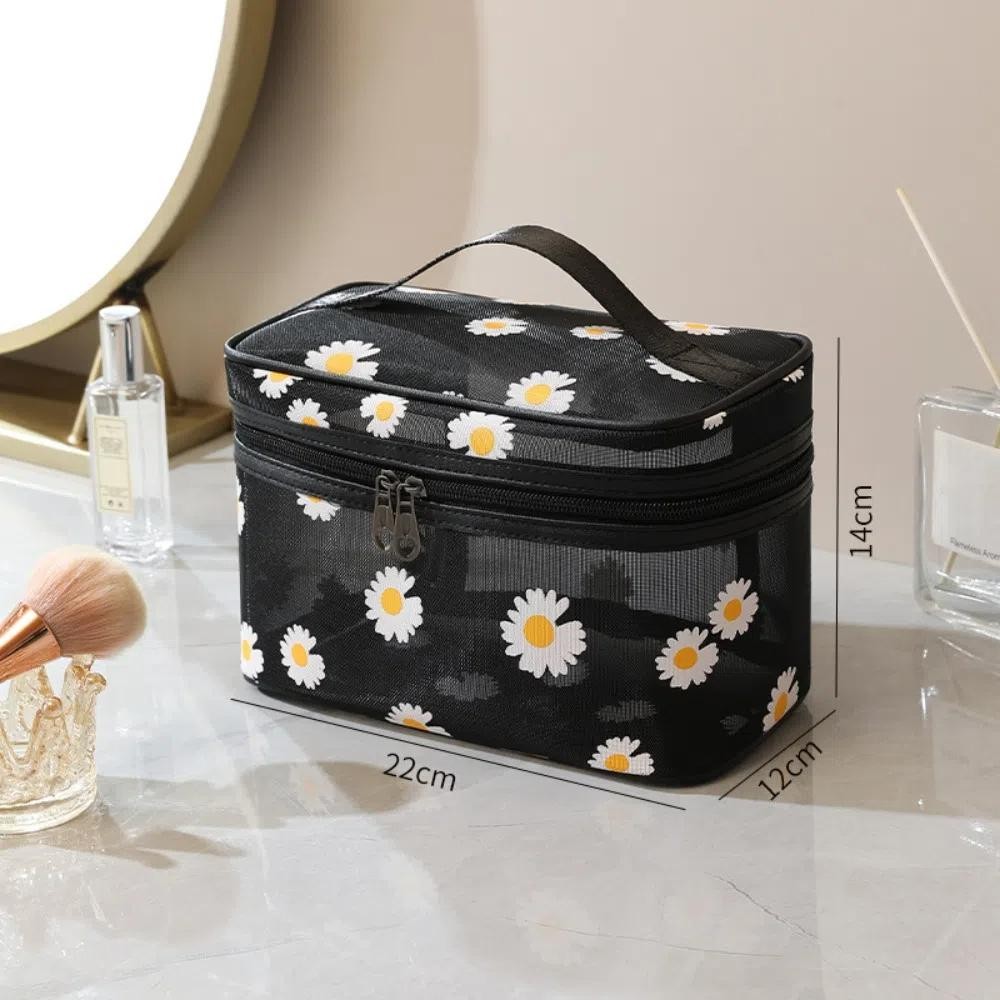 COOLSO Wash Bag, Mesh Lightweight Makeup Bag, กระเป๋าเครื่องสําอาง Daisy Flower ความจุขนาดใหญ่ ราคา ถูกที่สุด ดีลบีเคเค แกลเลอรีภาพที่ 2