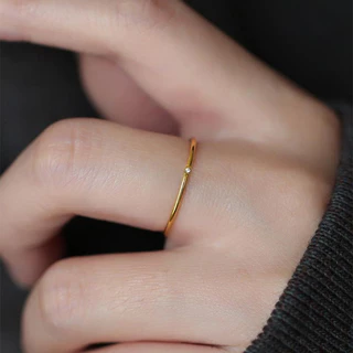 แหวนไทเทเนียมเหล็กชุบ 18K Gold Ultra-Fine Non-Fade แหวนเพชร