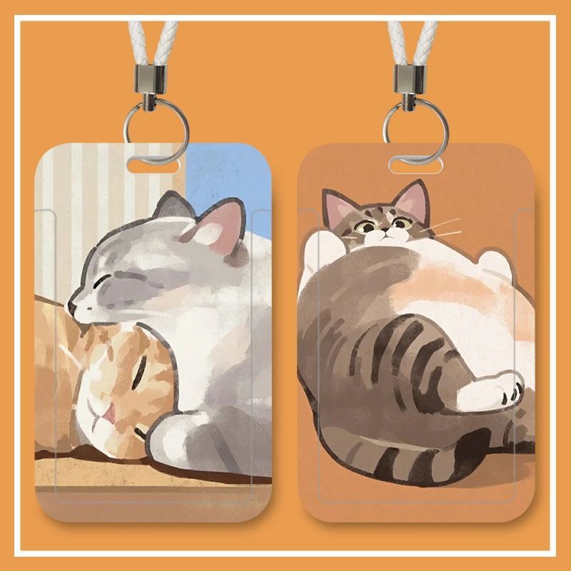 ปกบัตรแมวการ์ตูนรักษา, ที่ใส่บัตรป้องกันการผ่านการจราจรของนักเรียน, การออกแบบแบบพกพา, มาพร้อมเชือกยาวและเชือกถัก
