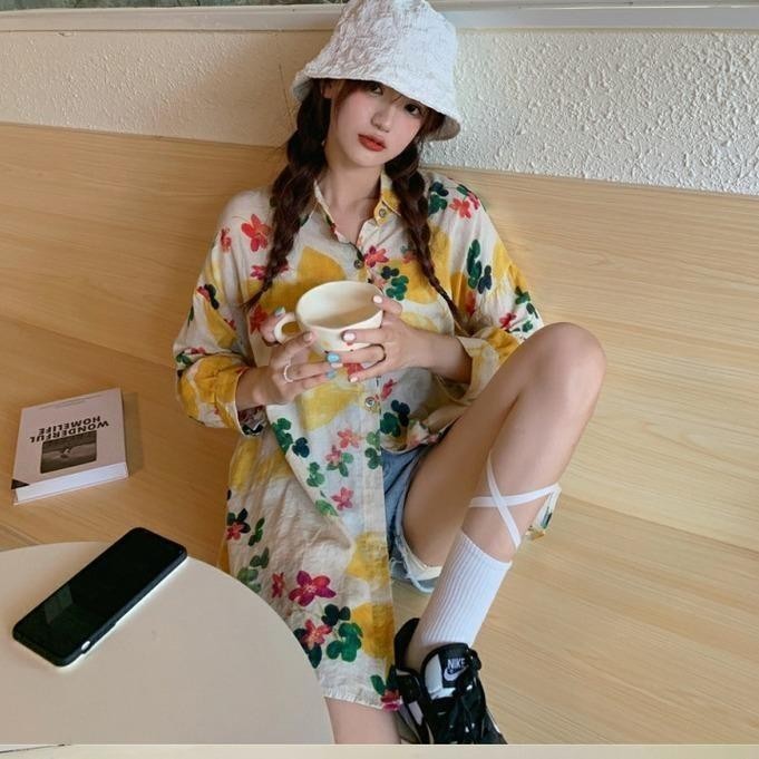 Cuites เสื้อแขนสั้นผู้หญิง เสื้อลายดอกไม้ เสื้อฮาวายผู้หญิง W378 thumbnail 7