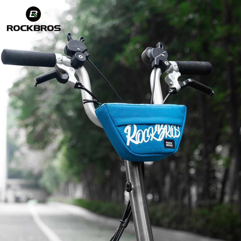 【TH Delivery】ROCKBROS ร็อคโบรส์ จักรยานพับก๊อกน้ําแขวนกระเป๋าสี่เหลี่ยมคางหมูด้านหน้าจับกระเป๋าจักรยานเสือภูเขาจักรยานถนนขี่ถุงเก็บ