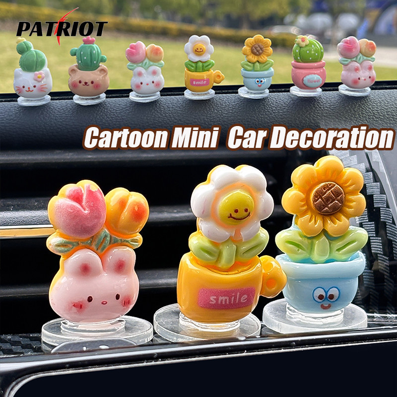 7ชิ้น/เซ็ตการ์ตูนกระถางต้นไม้ตกแต่งรถ-อุปกรณ์ตกแต่งภายในอัตโนมัติ-กระบองเพชร ทําเอง เครื่องประดับเรซิ่น-สําหรับคอนโซลกลางรถแดชบอร์ด-มินิสร้างสรรค์กาวต