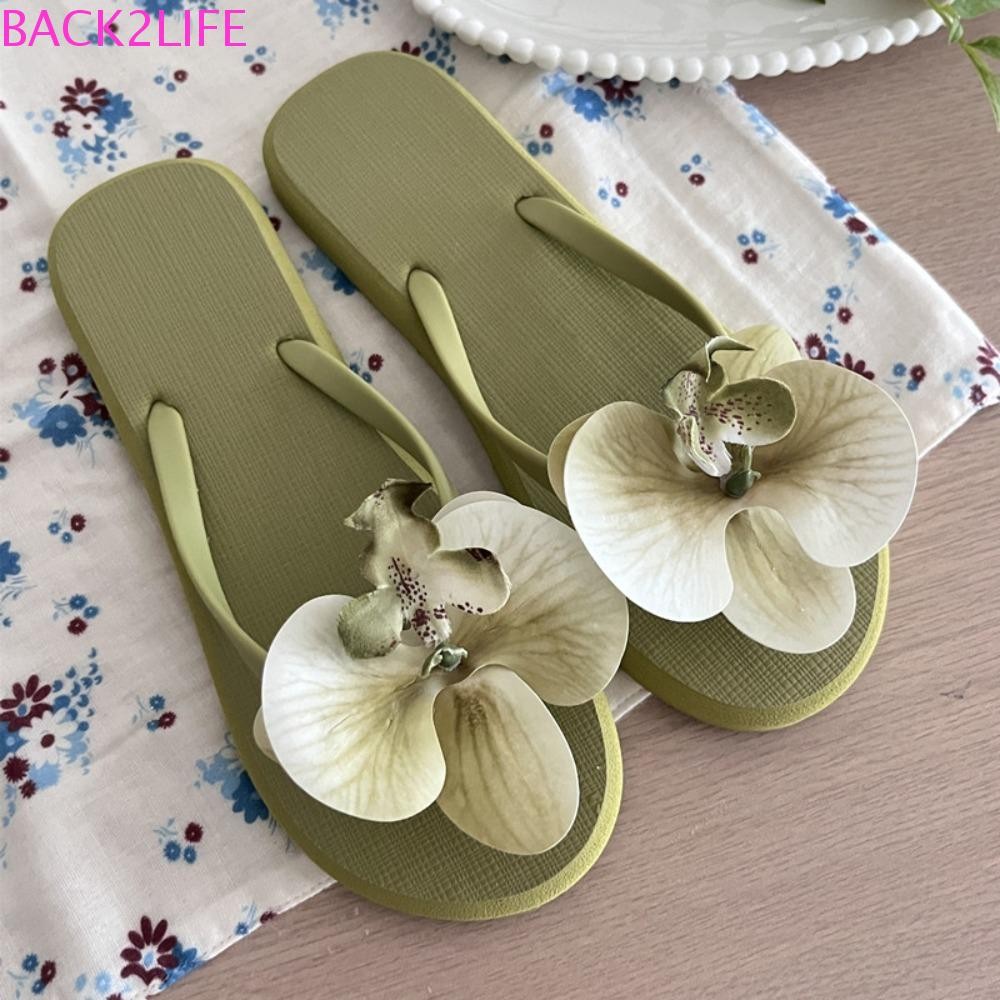 Back2life Moth Orchid รองเท้าในครัวเรือน, Anti-slip PVC ผีเสื้อ Orchid Flip Flops, Creative PE สีขาวนุ่มผู้หญิงรองเท้าแตะดอกไม้หญิง