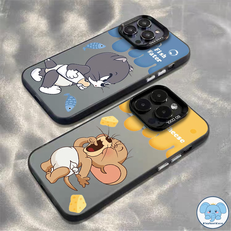 เคสชุบ IPhone 7Plus 15 16 11 13 14 12 Pro Max 8Plus XR 7 8 16 15 14 Plus X XS Max SE 2020 เคสคู่รักการ์ตูนแมวและหนู – โปรปัง