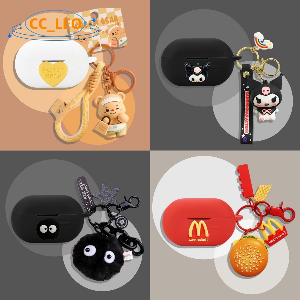 For SoundPeats PearlClip Pro Case SoundPeats CC Pro Silicone Soft Case Cartoon Burger Fries Pendant Cute Sanrio Keychain SoundPeats PearlClip Pro Protective Sleeve