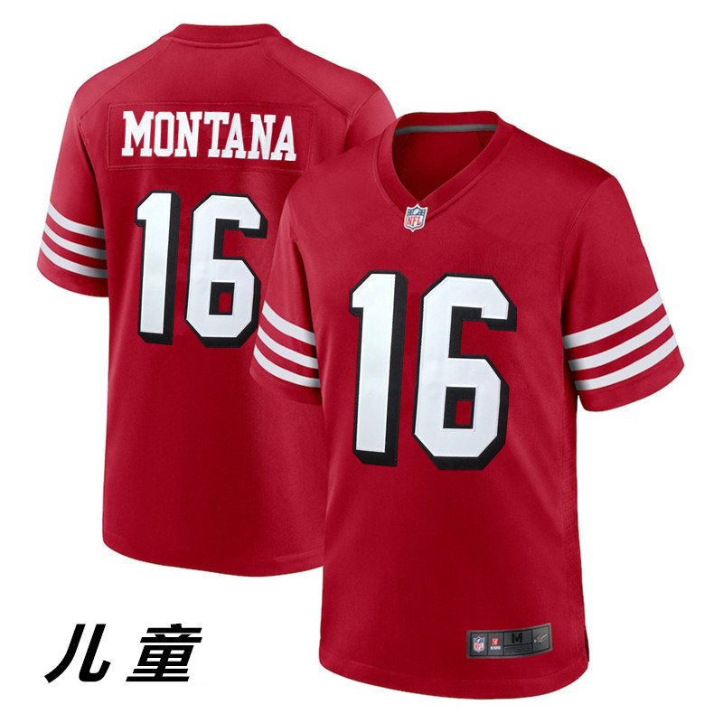 2025 เสื้อรักบี้ NF L 49ers San Francisco 49ers 16 #Montana เสื้อผ้าของชิลเดรน