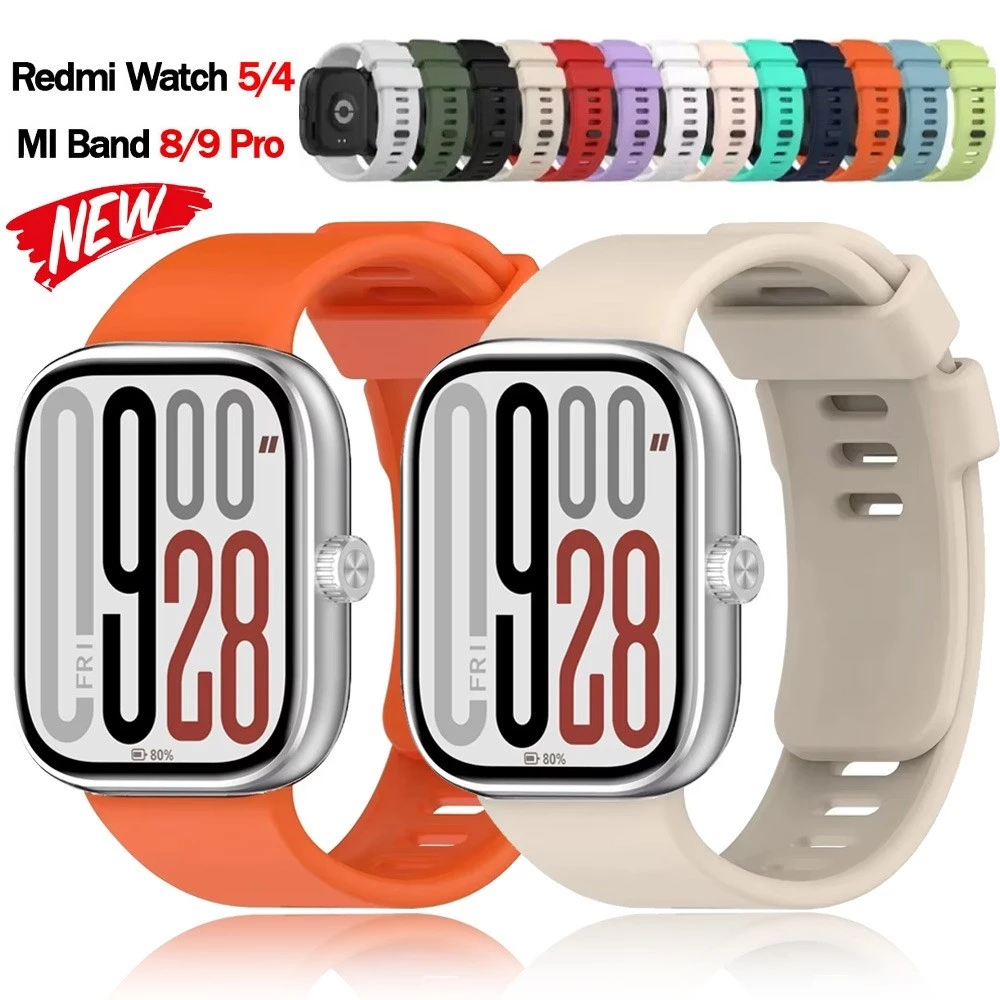 สายรัดซิลิโคนสําหรับ Redmi Watch 6/5/4 Soft Breathbale สายรัดข้อมือสําหรับ Xiaomi Mi band 9/8 Pro เปลี่ยนสร้อยข้อมืออุปกรณ์เสริม