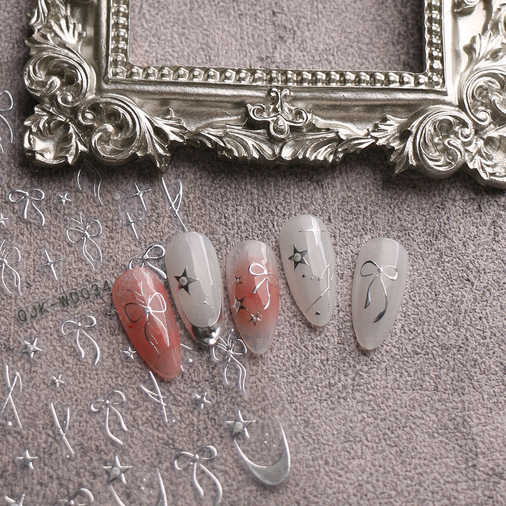 HAMA เล็บเล็บสติกเกอร์ขายส่ง Metallic Bow Simple French เล็บตกแต่งเล็บสติกเกอร์ Decals เจ้าสาวงานแต่งงานเล็บ ราคา ถูกที่สุด ดีลบีเคเค แกลเลอรีภาพที่ 4