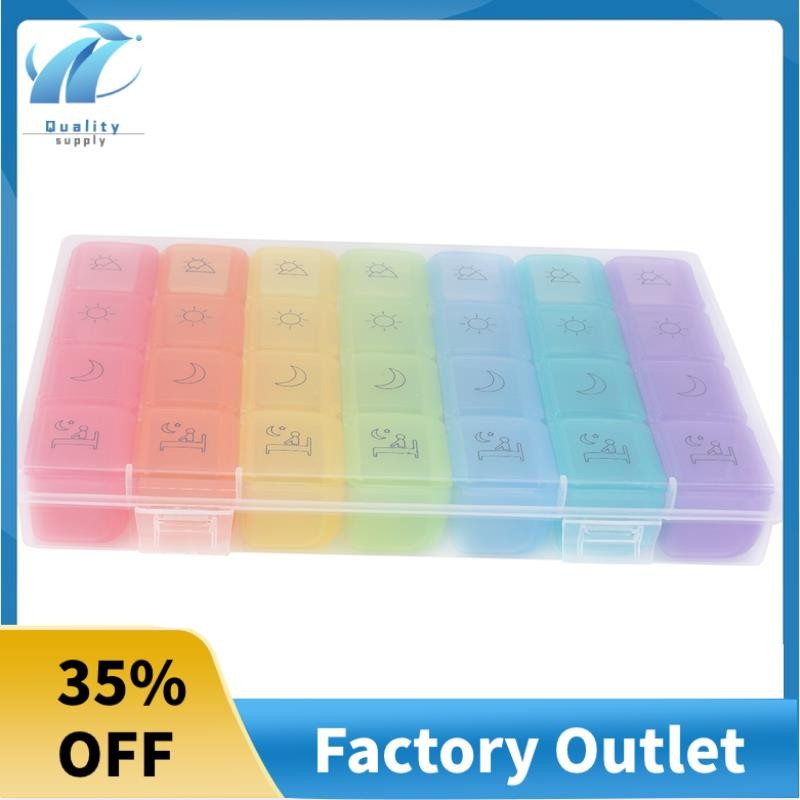 Superb Weekly Pill Organizer, 2Nd Gen Extra Large Pill Box Case (7-Day / 4Times-A-Day) ที่มีช่องขนาด