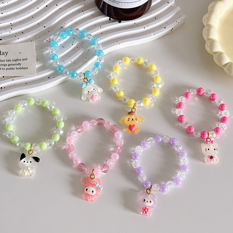 เด็กสร้อยข้อมือคุโรมิการ์ตูน ซานริโอ ลูกปัดที่มีสีสันสร้อยข้อมือเด็กนักเรียนอุปกรณ์เสริมสร้อยข้อมือ