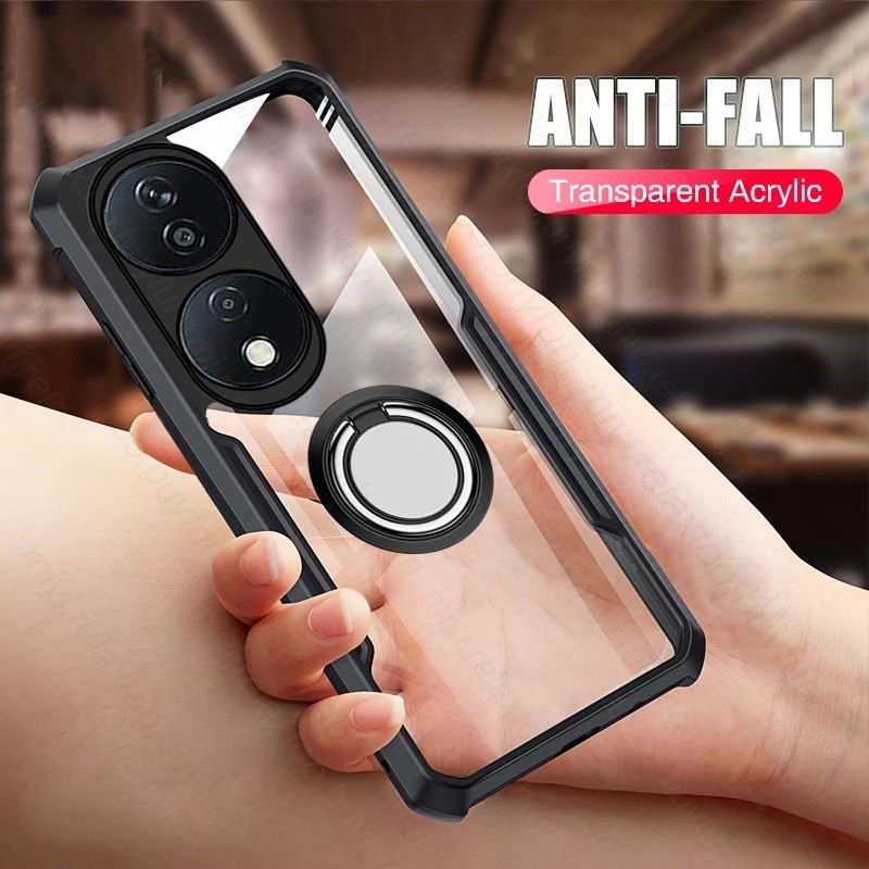 Honer X7b เคสโทรศัพท์มือถือ อะคริลิค TPU ใส ขอบนิ่ม พร้อมแหวนแม่เหล็ก สําหรับ Honor X7b Honor X7b X 