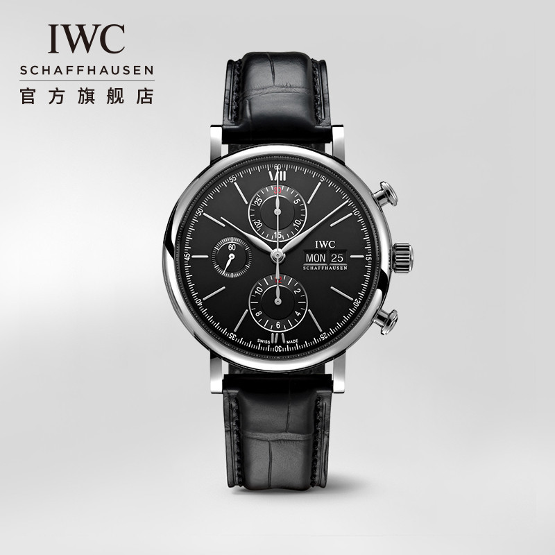 Iwc IWC เรือธงอย ่ างเป ็ นทางการ Botao Fino Series Chronograph Calendar Mechanical Watch Black Swiss Watch Men