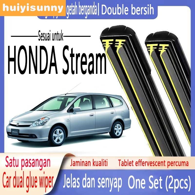 Hys ที่ปัดน้ําฝนกระจกหน้า หลัง แบบยางคู่ รูปตัว U ไร้เสียง สําหรับ HONDA Stream Dedicated Wiper HOND