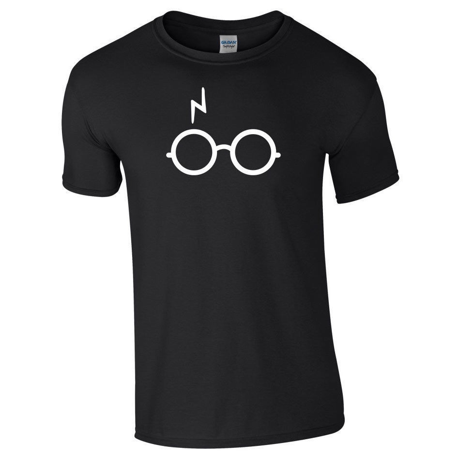 เสื้อยืดแขนสั้น พิมพ์ลาย Harry Potter Scar Harry'S Glasses Lightening Scar Film สีดํา พลัสไซซ์ สําหรับผู้ชาย