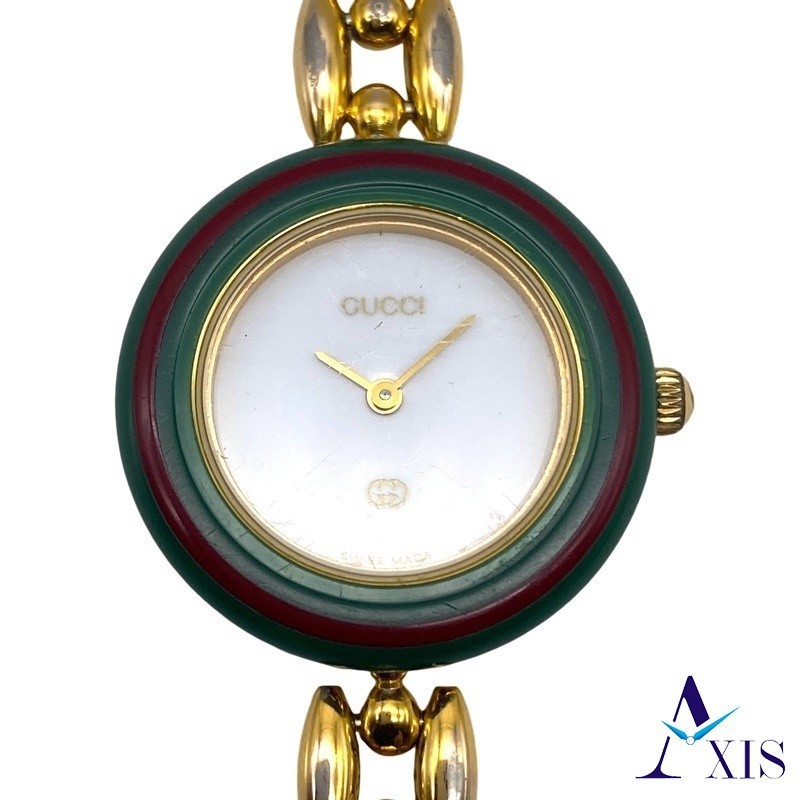 GUCCI Change bezel 11/12 Watches
 Gold Plated/Stainless Steel Quartz white dial【USED】
 Women