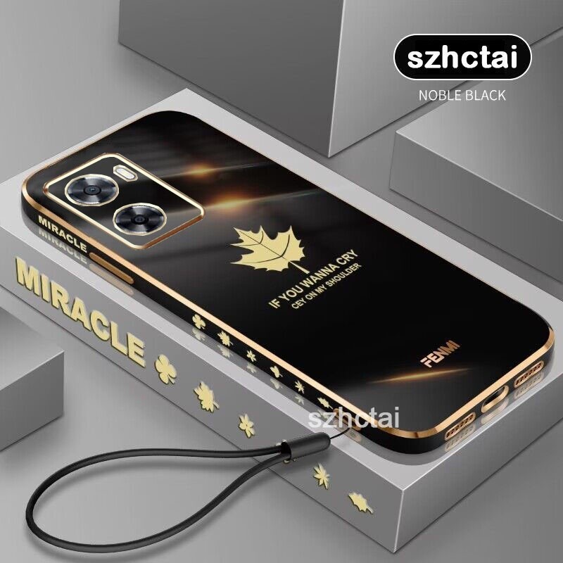 เคส oppo a57 2022 a77 a77s a57s สไตล์เกาหลี 6D ซิลิโคนนิ่ม หรูหรา เคสโทรศัพท์ชุบไฟฟ้า + ฟรีสายคล้อง