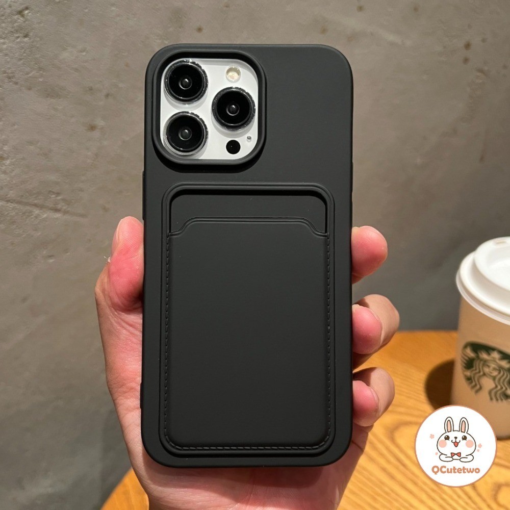 เคสโทรศัพท์มือถือ ซิลิโคนนุ่ม กันกระแทก พร้อมช่องใส่บัตร สีมาการอง เรียบง่าย สําหรับ IPhone 14 15 12 11 13 Pro Max