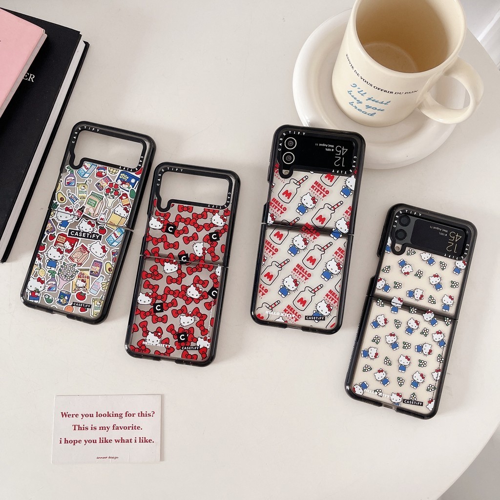 Hello Kitty Casetify Impact Hard Clear เคสโทรศัพท์สําหรับ Samsung Galaxy Z Flip 3 4 5 6