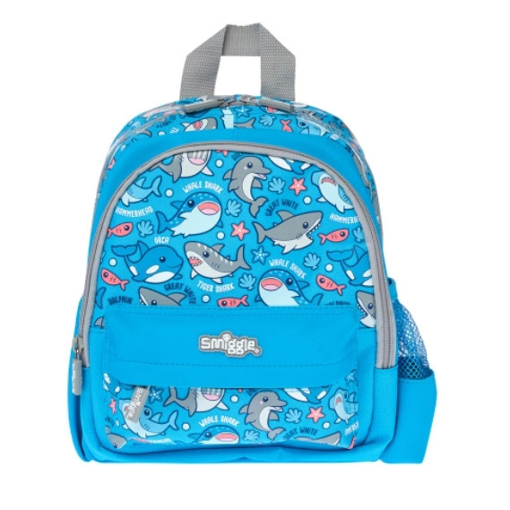 พร้อมส่ง 🙅‍♀️Smiggle Bag กระเป๋าเป้ กระเป๋านักเรียน สำหรับเด็กเล็ก ขนาด 10.5 นิ้ว ของแท้ 🚩 ลาย ฟ้า ฉลาม