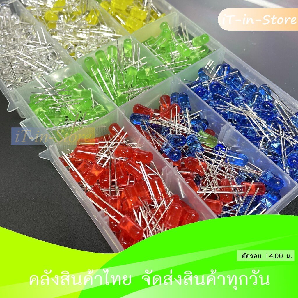 หลอดไฟ Led 3 mm 5 mm สีละ 100 ดวง 5 สี รวม 500 ดวง