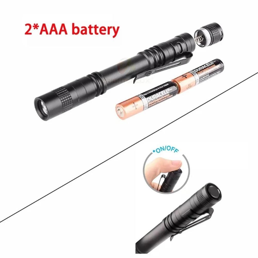 MIRAGE โคมไฟปากกาขนาดเล็ก ไฟฉายพกพาแบบพกพาพร้อมคลิป ไฟทํางานคลิป ไฟฉายฉุกเฉิน Super Bright Black Mini Light ไฟฉาย LED ขนาดเล็กเดินป่า - รูปที่ 7