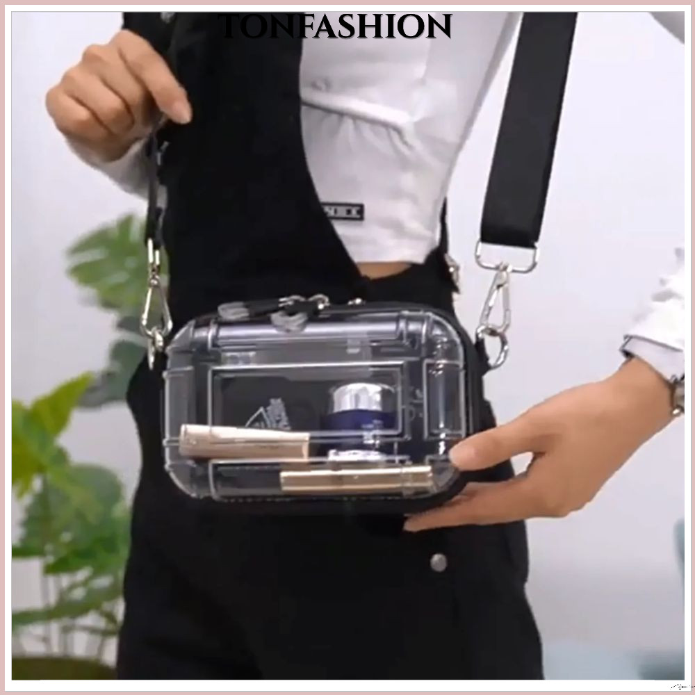 Tonfashion กระเป๋าสะพายไหล่ กระเป๋าช้อปปิ้ง ABC PC กันน้ํา สีโปร่งใส