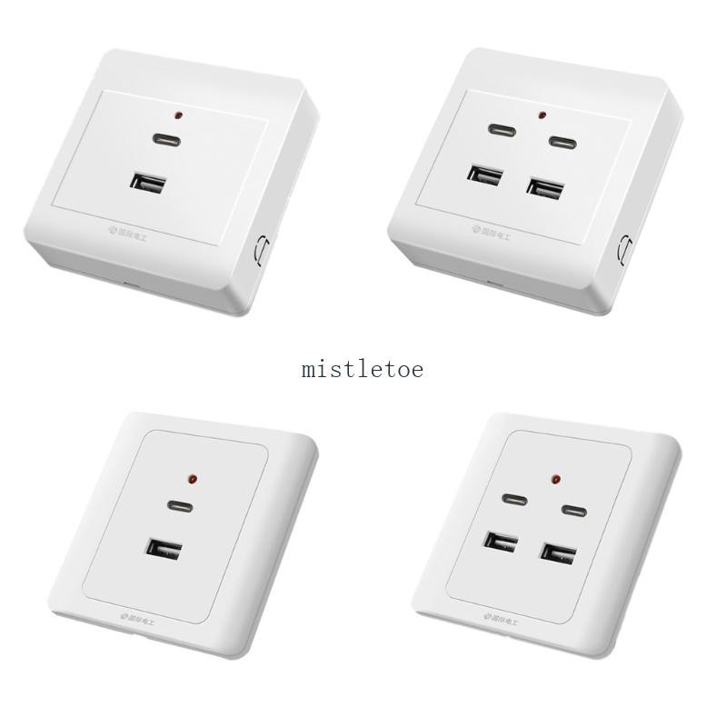 Mis แผ่นเต้ารับ USB 18W 220V ทนทาน สําหรับติดผนัง