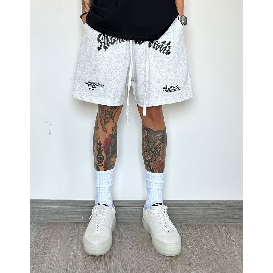 กางเกงวอร์มขาสั้น ขาห้าส่วน ทรงหลวม ขนาดใหญ่ พิมพ์ลายตัวอักษร แฟชั่นสําหรับผู้ชาย ไซซ์ M - 8XL - รูปที่ 4