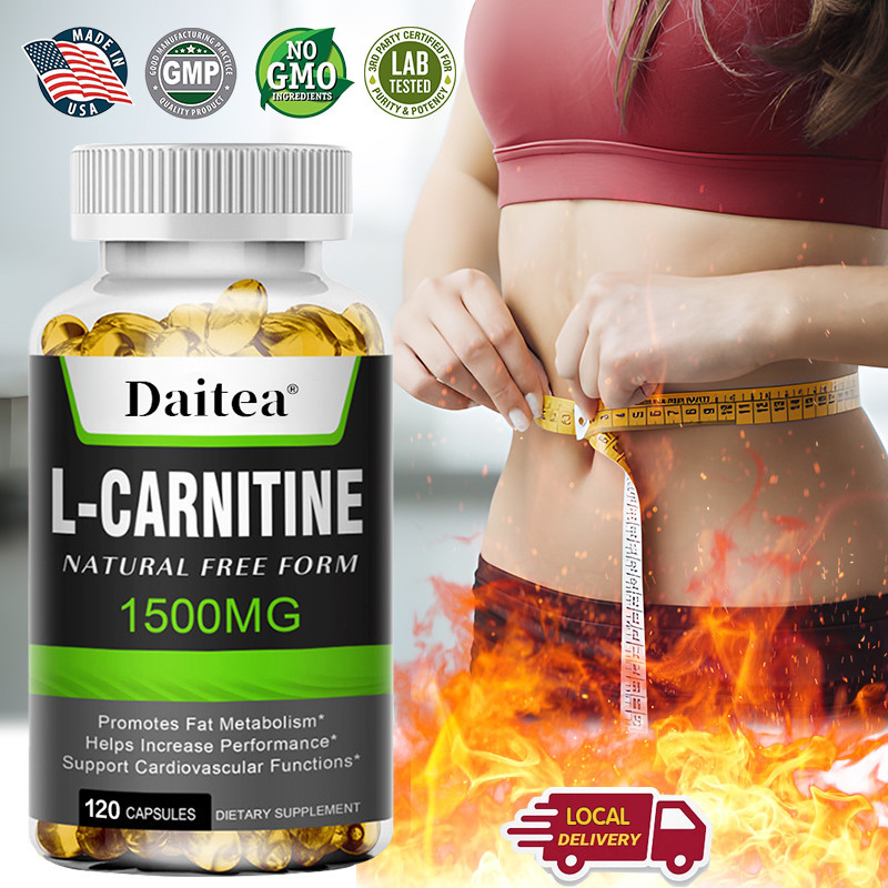 Daitea L-Carnitine - 120 แคปซูล - 1500 มก. ต่อการเสิร์ฟ - เพิ่มการเผาผลาญ และปรับปรุงประสิทธิภาพ
