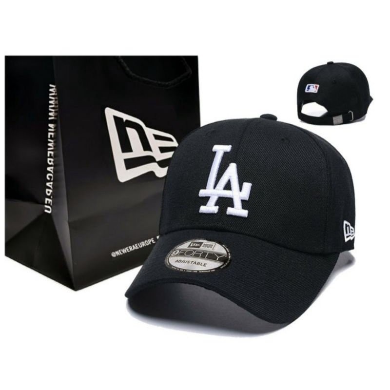 La NY หมวกเบสบอล ลาย Yankees Dodgers สีดํา และสีขาว นําเข้า จากพรีเมียม WNLX