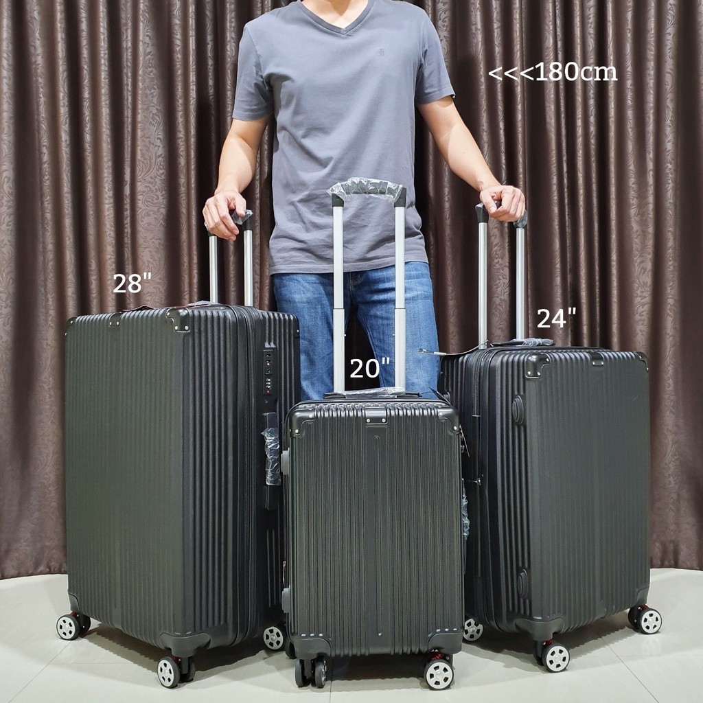 TRAVELER กระเป๋าเดินทาง รุ่น anti49 ทรงเหลี่ยม ซิปกันกรีด ซิปขยาย กันมุมอลูมิเนียม 4ล้อ 20นิ้ว 24นิ้ว 28นิ้ว ทน