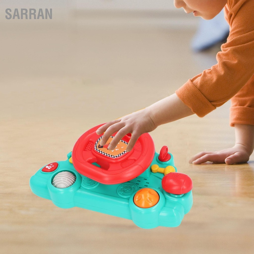 SARRAN เด็กพวงมาลัยของเล่นมัลติฟังก์ชั่จำลองพร้อมเพลงแกล้งขับรถของเล่นสำหรับเด็กวัยหัดเดินเด็ก