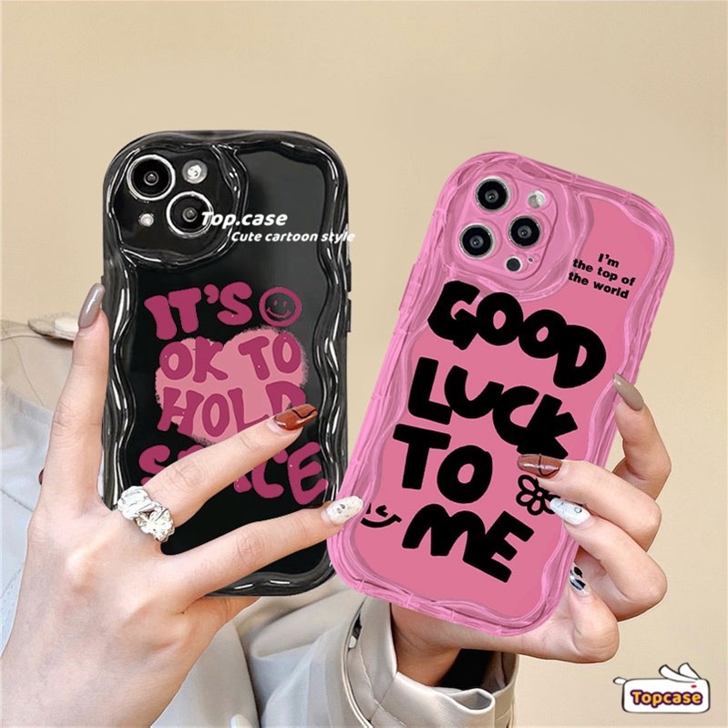 เคสโทรศัพท์มือถือ แบบนิ่ม ลายคลื่น 3D สีชมพู สําหรับ iPhone 15 14 13 12 11 Pro Max X Xr Xs 8 7 6 Plus SE 2020