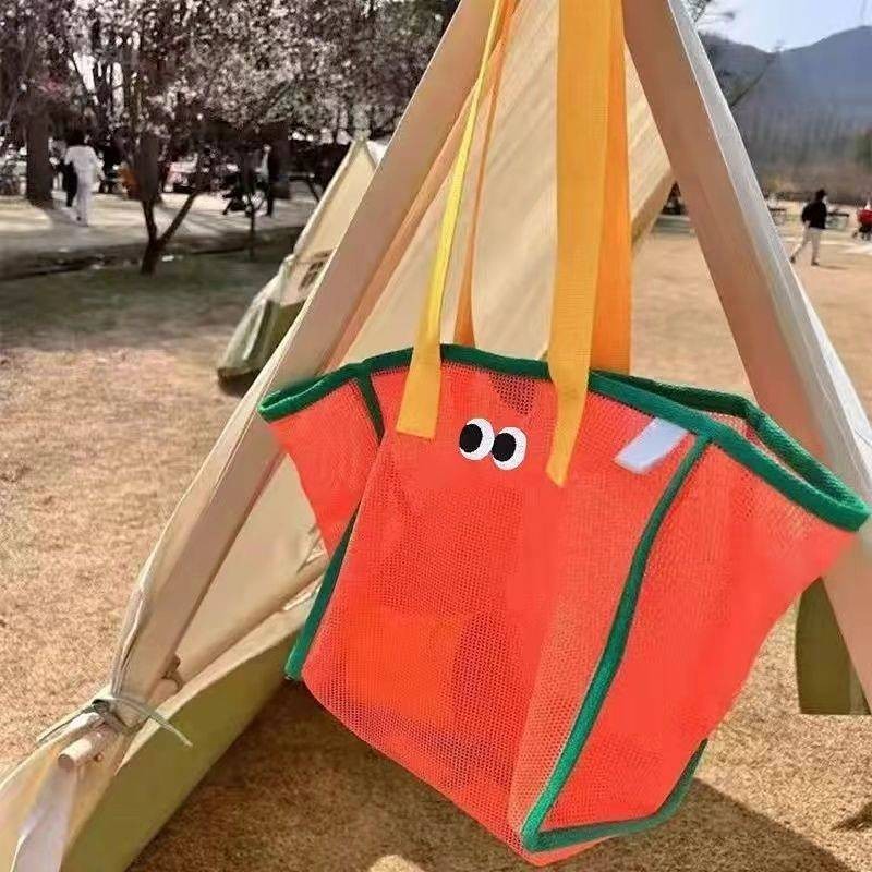 SENSES// Ins Portable Mesh Beach Bag Leaking Bath Bag Bath Bag Large Capacity Travel Swimming Storag