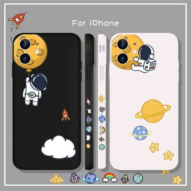 นักบินอวกาศ ลายแถบข้าง เคสIPสีขาวซิลิโคนแบบนิ่ม นาซ่า 11 12 Pro Max /7พลัส XS i6 /7plus 8 พร้อมส่ง #227