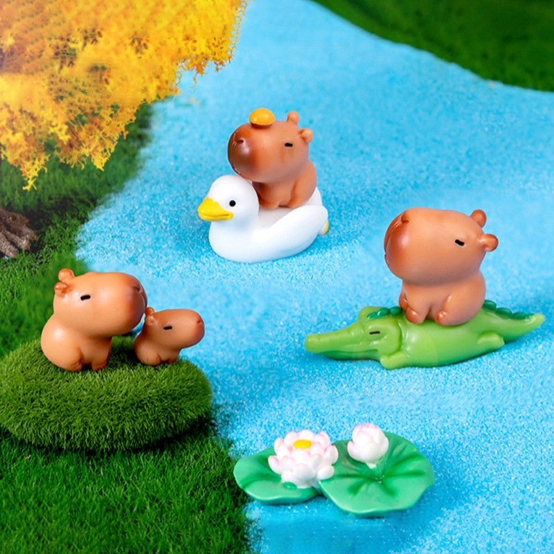 ตุ๊กตาการ์ตูน Capybara ขนาดเล็ก เหมาะกับของขวัญ สําหรับตกแต่งตู้ปลา