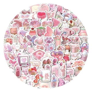 สีชมพู 3D สติกเกอร์ 100PCS น่ารักที่มีสีสันไวนิล Decals สติกเกอร์กันน้ําสําหรับเคสโทรศัพท์แล็ปท็อปกระเป๋าเดินทางเด็กของขวัญ