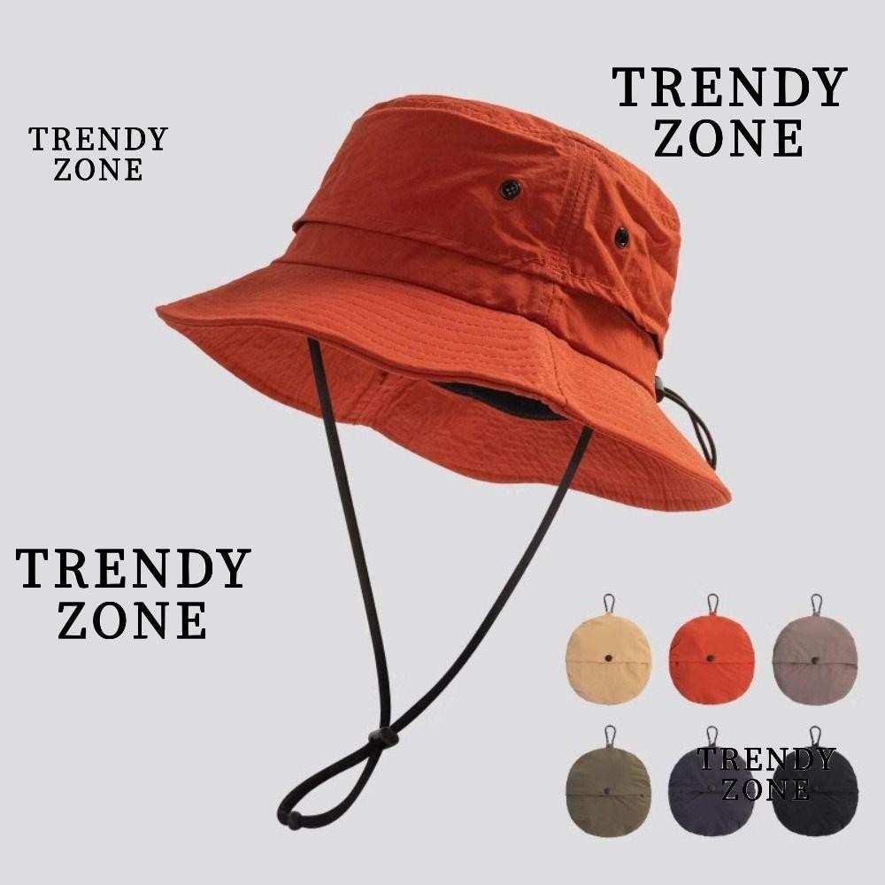 Trendyzone หมวกบักเก็ตกันแดด ป้องกันรังสียูวี แห้งเร็ว ปรับได้ สําหรับเดินป่า ตั้งแคมป์กลางแจ้ง